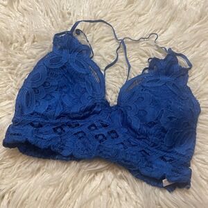 Anemone Womens Romantic Lingeries Lace Floral Bralette Bra Royal Blue Small